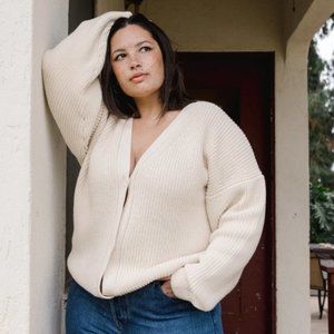 Tradlands - Shelter Cotton Cardigan - Birch - White - S